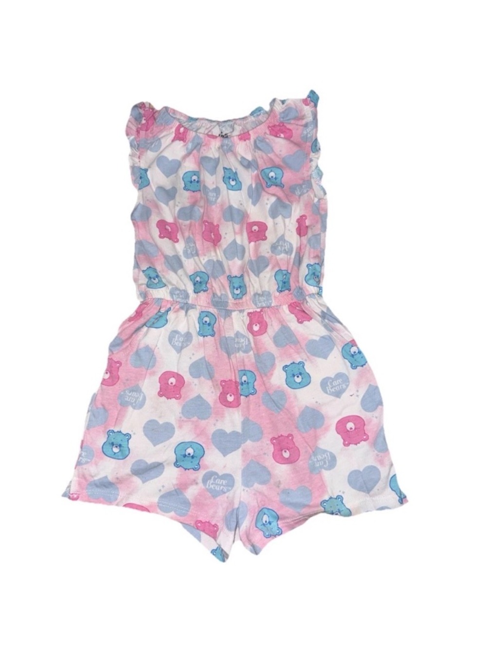 Care Bears Toddler Girls Flutter Sleeve All Over Print Romper 5T